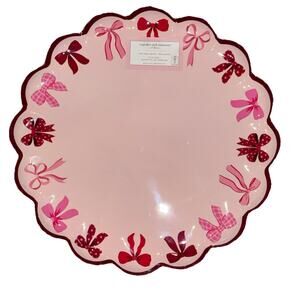 Cupcakes & Cashmere Pink Red Bow Coquette Melamine Platter 16" NEW